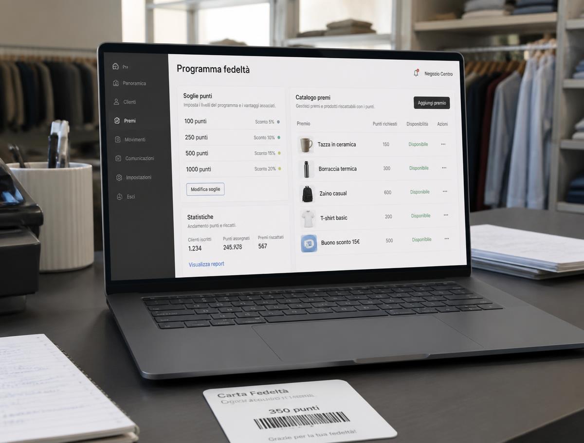 Gestionale premi e programma fedeltà su laptop