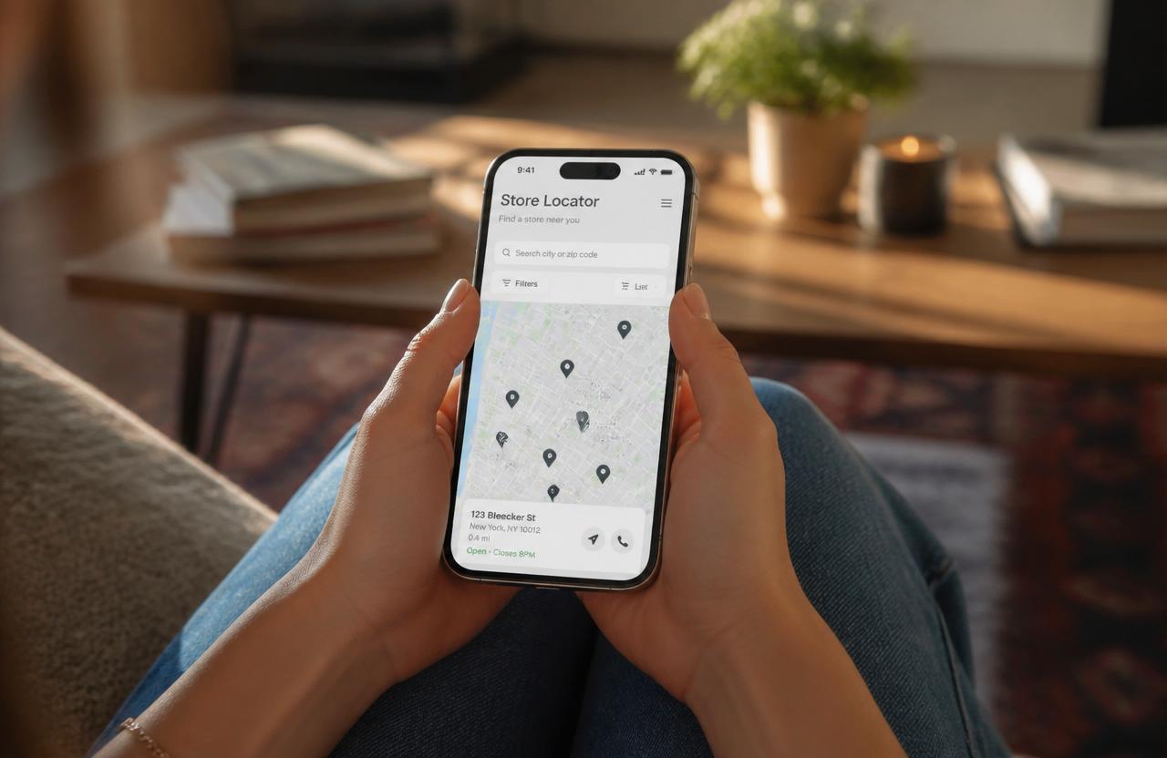 Persona usa lo smartphone in città per orientarsi